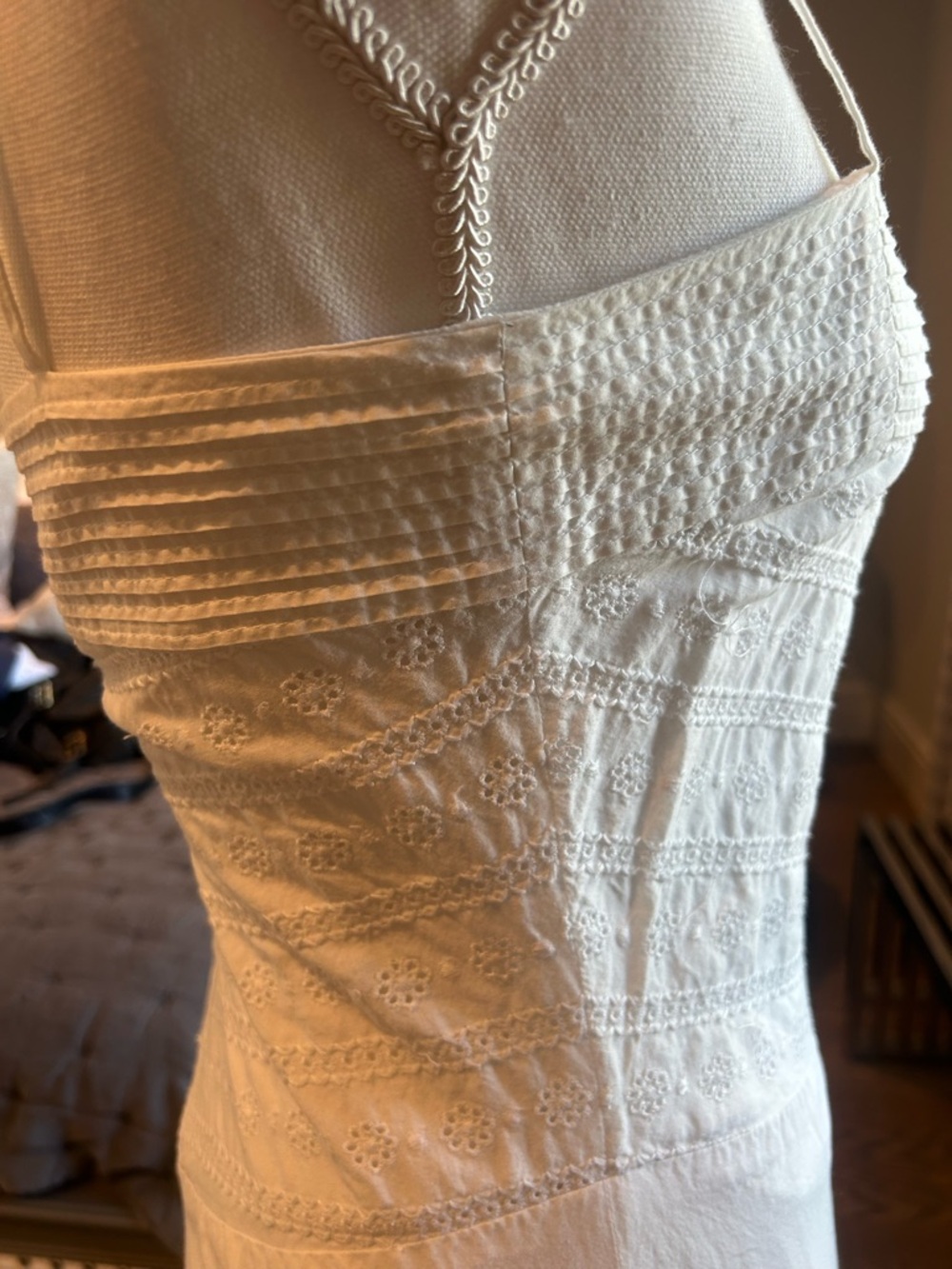 J. Crew White Sleeveless Midi Dress with Pintuck Bodice - Picture 5 of 6